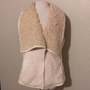 Cream Shearling Wool Collar Vest XXXL